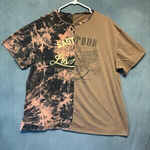 SHEIN Split Graphic Tee – Tie-Dye Los Angeles & Eagle Print Streetwear Shirt